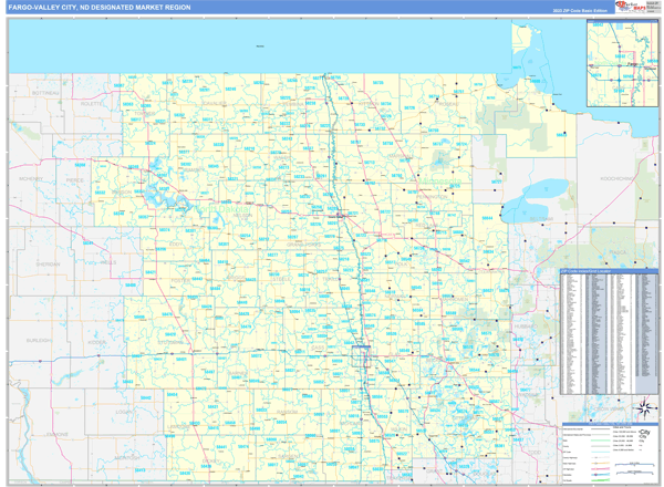 Fargo-Valley City DMR, ND Wall Map