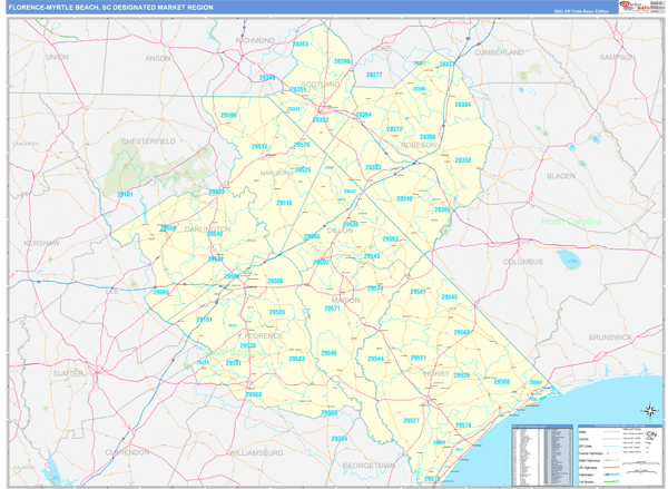 Florence-Myrtle Beach DMR, SC Wall Map