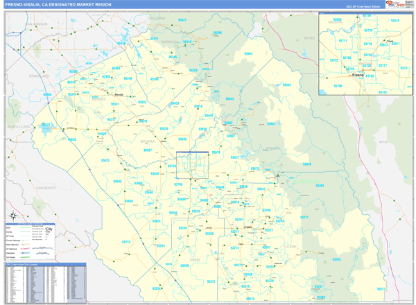 Fresno-Visalia DMR, CA Wall Map
