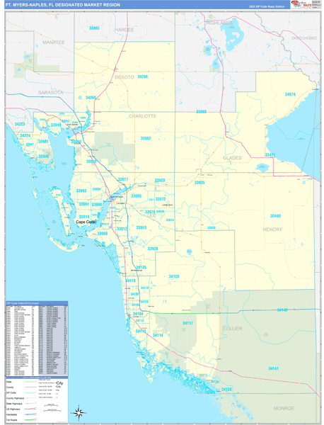 Ft. Myers-Naples DMR, FL Wall Map