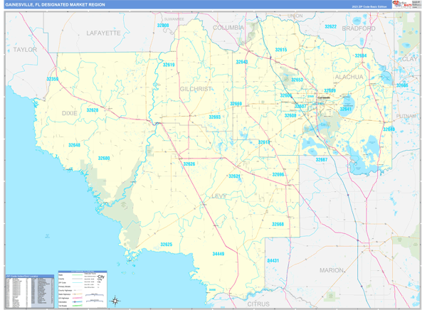 Gainesville DMR, FL Wall Map