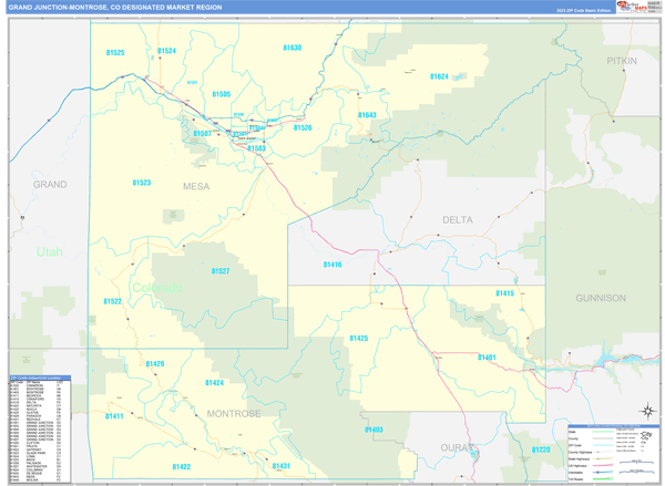 Grand Junction-Montrose DMR, CO Wall Map