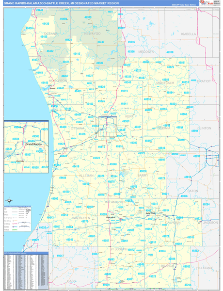 Grand Rapids-Kalamazoo-Battle Creek DMR, MI Wall Map