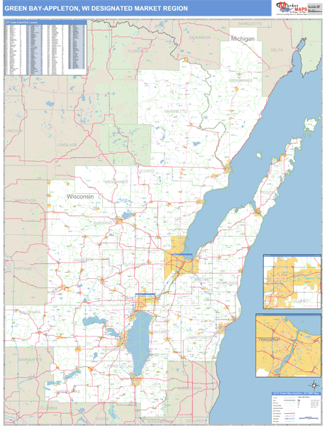 Green Bay-Appleton DMR, WI Wall Map