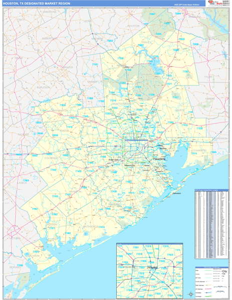 Houston DMR, TX Wall Map
