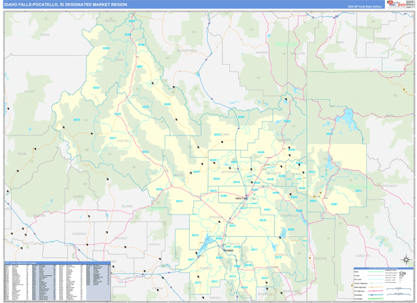 Idaho Falls-Pocatello DMR, ID Wall Map