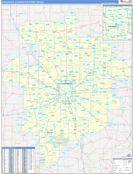 Indianapolis DMR, IN Wall Map