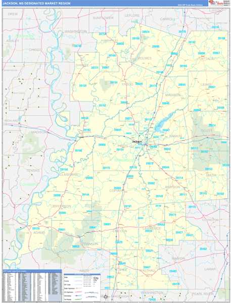 Jackson DMR, MS Wall Map