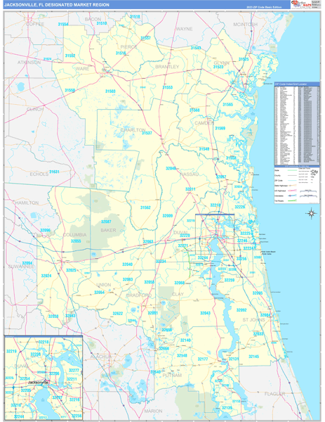 Jacksonville DMR, FL Wall Map