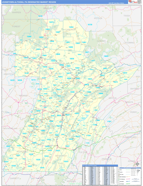 Johnstown-Altoona DMR, PA Wall Map