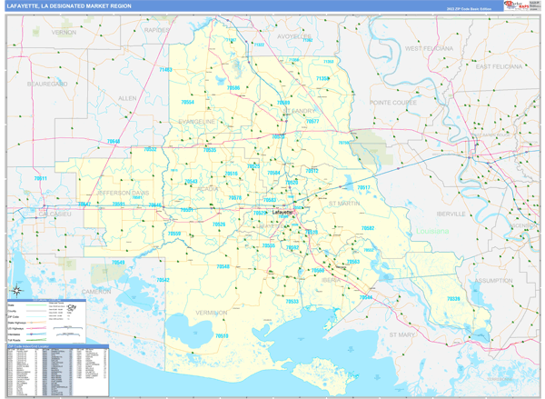 Lafayette DMR, LA Wall Map