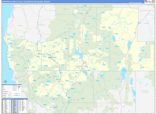 Medford-Klamath Falls DMR, OR Wall Map