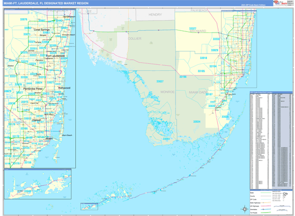 Miami-Ft. Lauderdale DMR, FL Wall Map