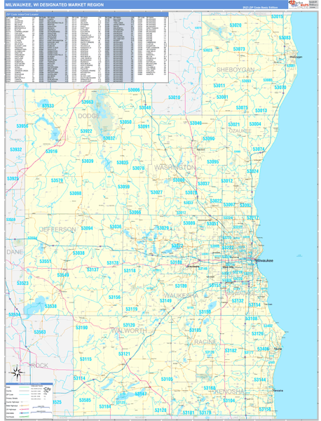 Milwaukee DMR, WI Wall Map