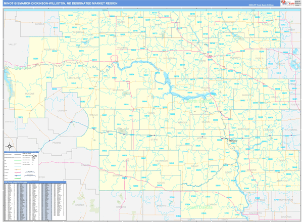 Minot-Bismarck-Dickinson (Williston) DMR, ND Wall Map