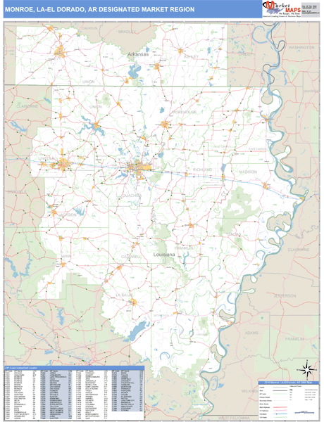 Monroe-El Dorado DMR, LA Wall Map