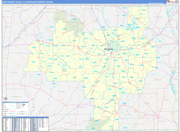 Montgomery (Selma) DMR, AL Wall Map