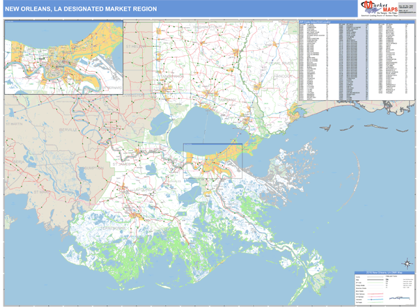 New Orleans DMR, LA Wall Map