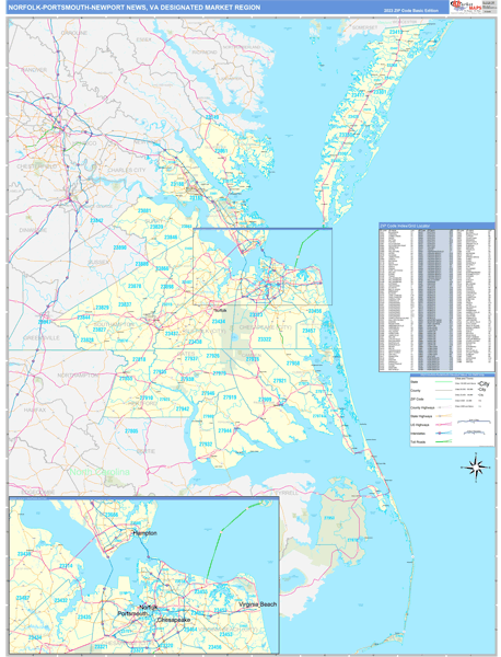 Norfolk-Portsmouth-Newport News DMR, VA Wall Map