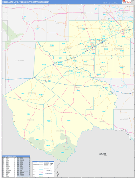 Odessa-Midland DMR, TX Wall Map