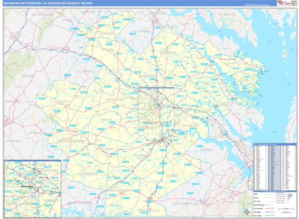Richmond-Petersburg DMR, VA Wall Map