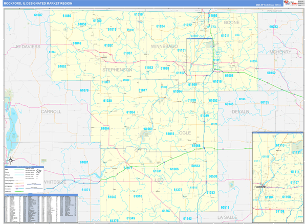 Rockford DMR, IL Wall Map