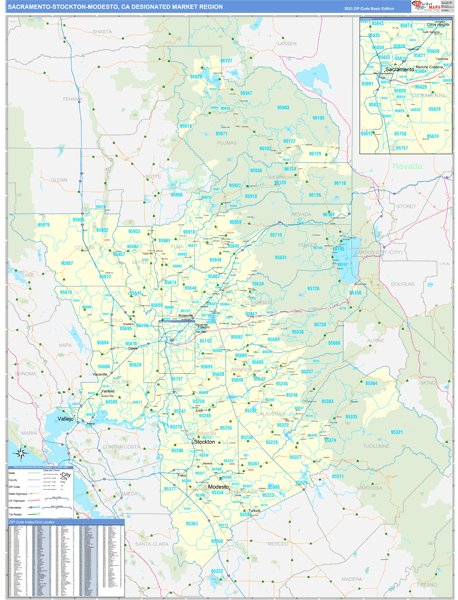 Sacramento-Stockton-Modesto DMR, CA Wall Map