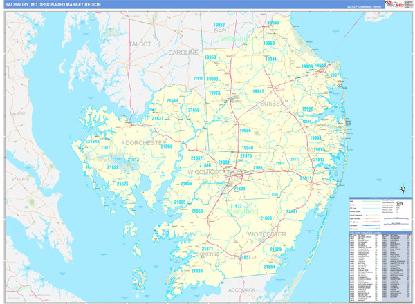 Salisbury DMR, MD Wall Map