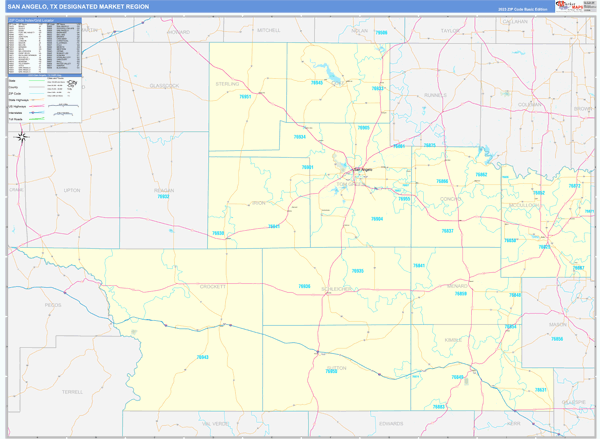 San Angelo DMR, TX Wall Map