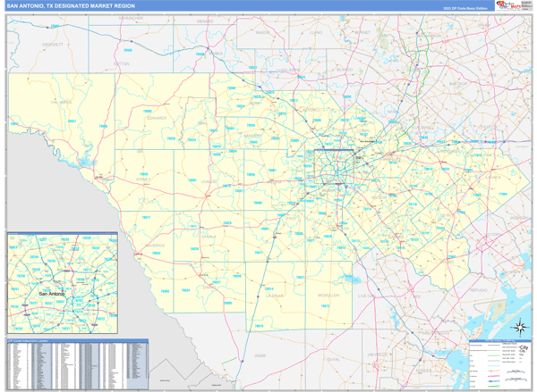 San Antonio DMR, TX Wall Map