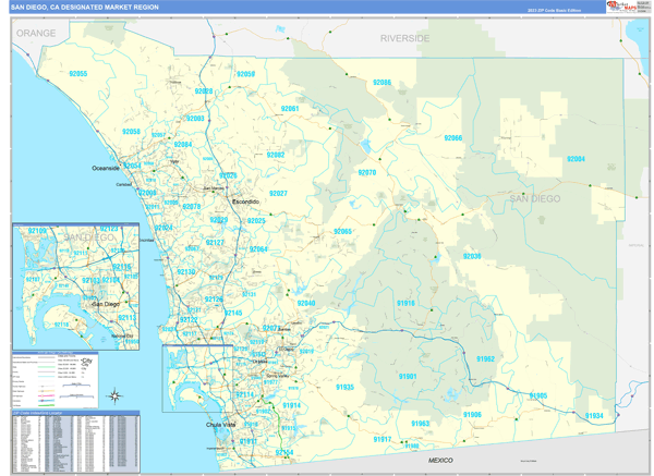 San Diego DMR, CA Wall Map