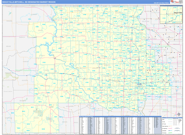 Sioux Falls (Mitchell) DMR, SD Wall Map
