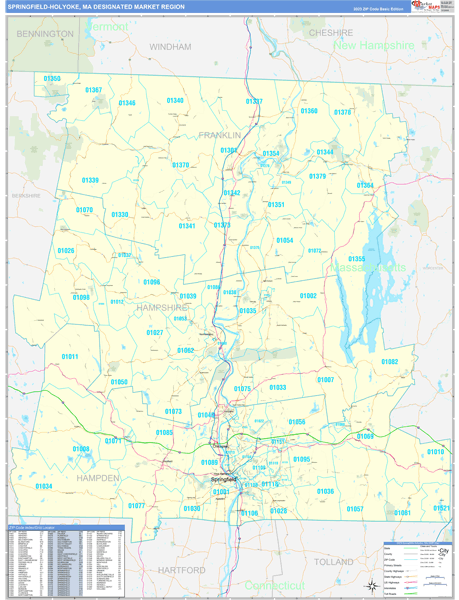 Springfield-Holyoke DMR, MA Wall Map