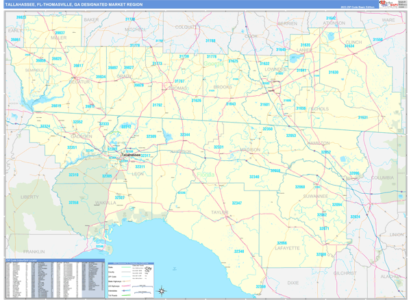 Tallahassee-Thomasville, FL DMR Wall Maps Basic Style