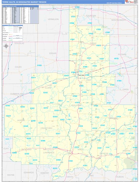 Terre Haute DMR, IN Wall Map