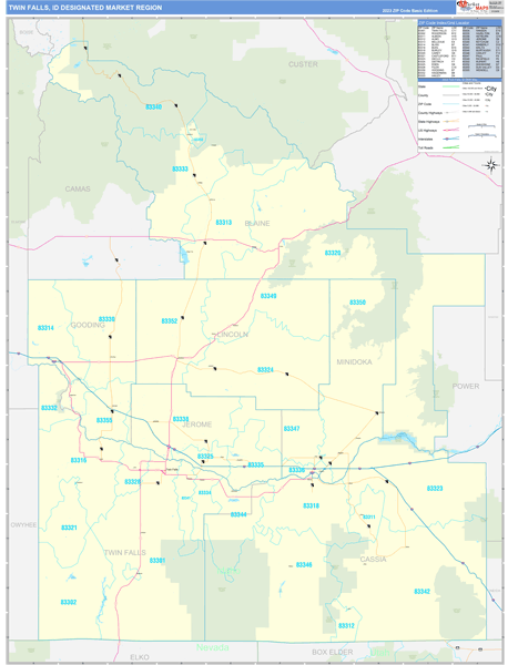 Twin Falls DMR, ID Wall Map