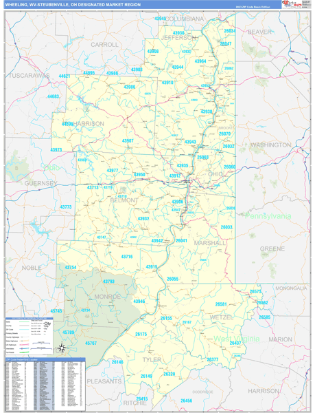 Wheeling-Steubenville DMR, WV Wall Map