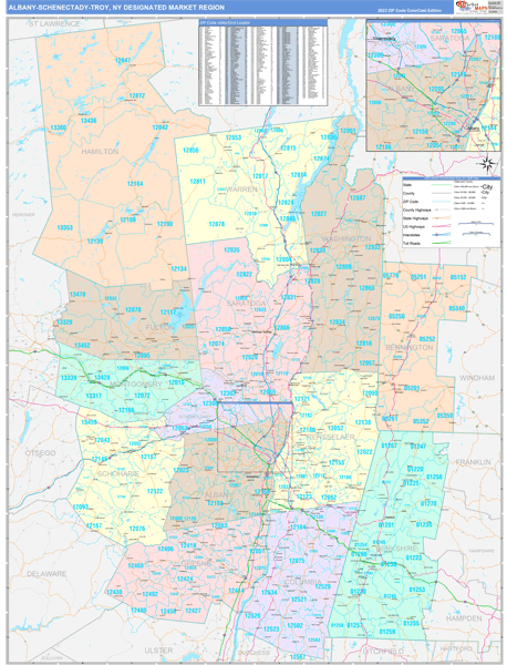 Albany-Schenectady-Troy DMR, NY Wall Map