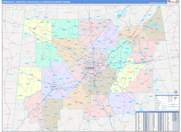 Birmingham (Anniston & Tuscaloosa) DMR, AL Wall Map