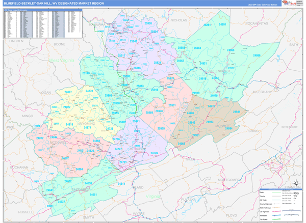 Bluefield-Beckley-Oak Hill DMR, WV Wall Map