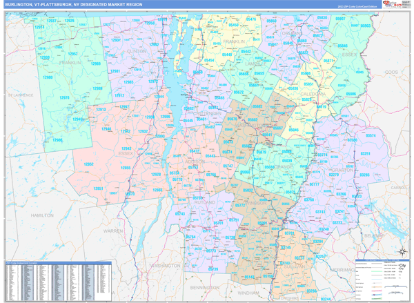 Burlington-Plattsburgh DMR, VT Wall Map