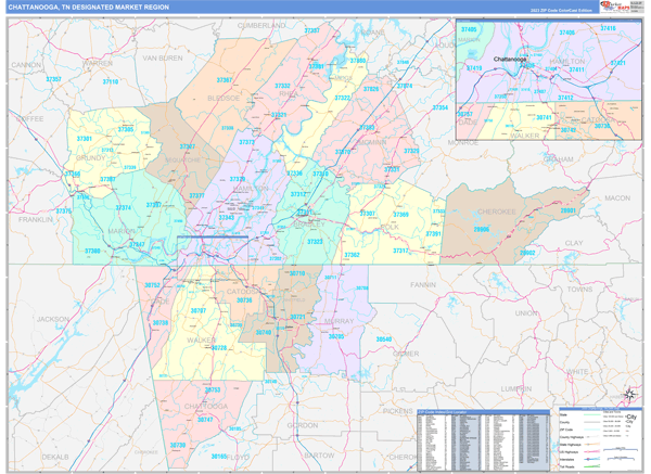 Chattanooga DMR, TN Wall Map