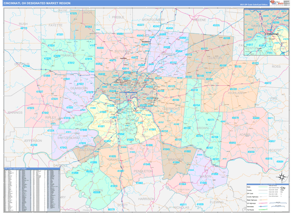 Cincinnati DMR, OH Wall Map