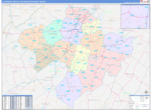 Clarksburg-weston, Wv Dmr Wall Maps Color Cast Style