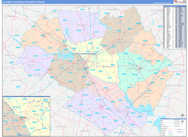 Columbia DMR, SC Wall Map