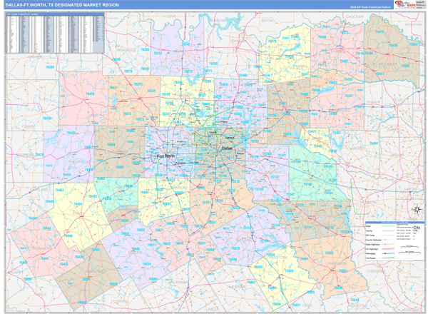 Dallas-Ft.Worth DMR, TX Wall Map