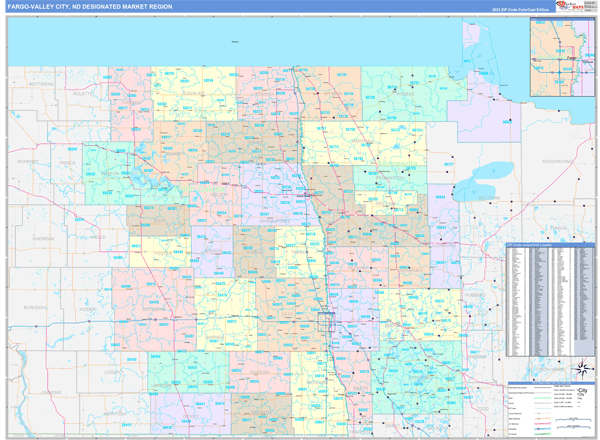 Fargo-Valley City DMR, ND Wall Map