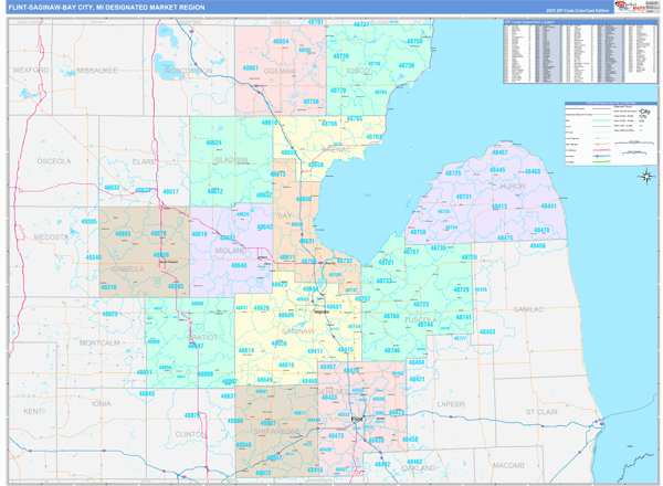 Flint-Saginaw-Bay City DMR, MI Wall Map