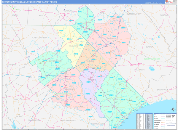 Florence-Myrtle Beach DMR, SC Wall Map