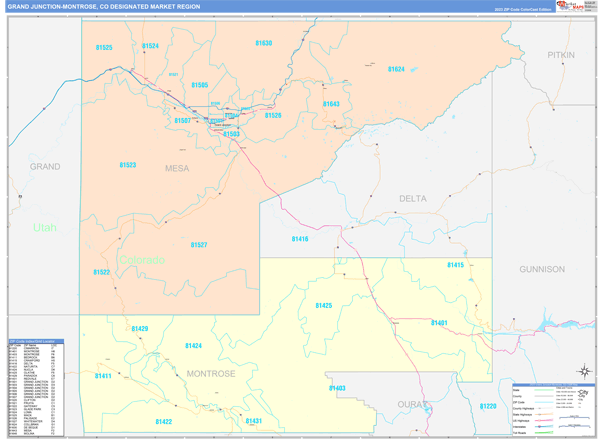 Grand Junction-Montrose DMR, CO Wall Map
